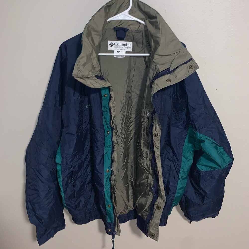 Columbia Blue/Green Hooded Jacket w/ Zipper - Picture 5 of 6